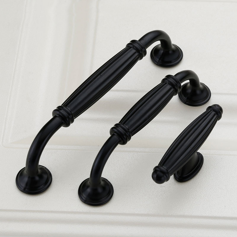Furniture Hardware Black - Black Aluminium Alloy Door Handles Wardrobe