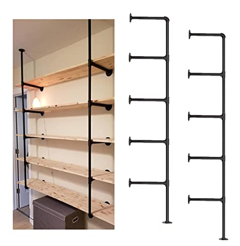 Industrial Iron Pipe Shelf Bra - Furniture Hardware Black 评论和价格