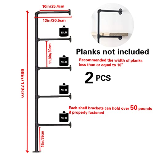 Industrial Iron Pipe Shelf Bra - Furniture Hardware Black 评论和价格